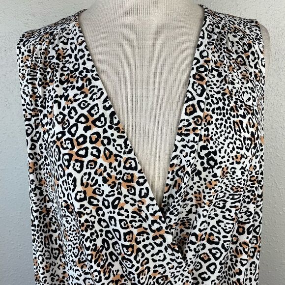 Philosophy Leopard Print Sleeveless Blouse Top Size L EUC - Picture 2 of 5